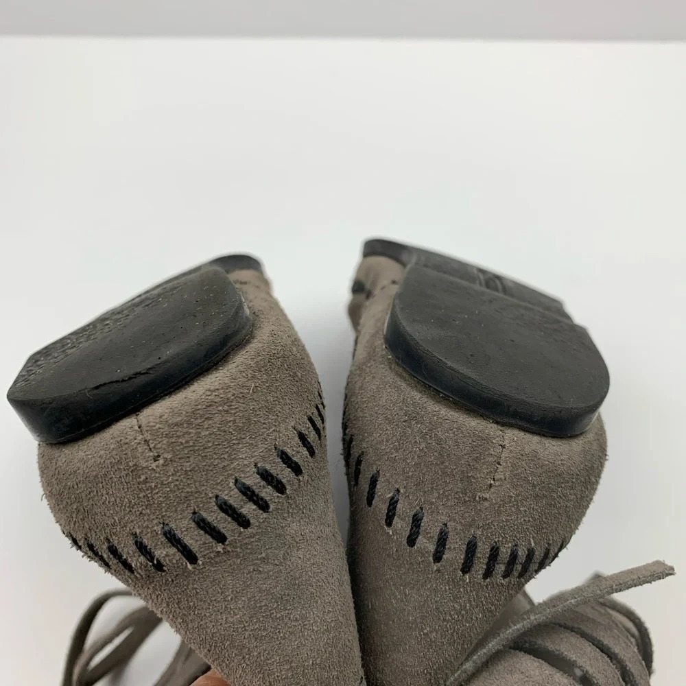 Minnetonka 3 Layer Fringe Boots Western Suede - image 4